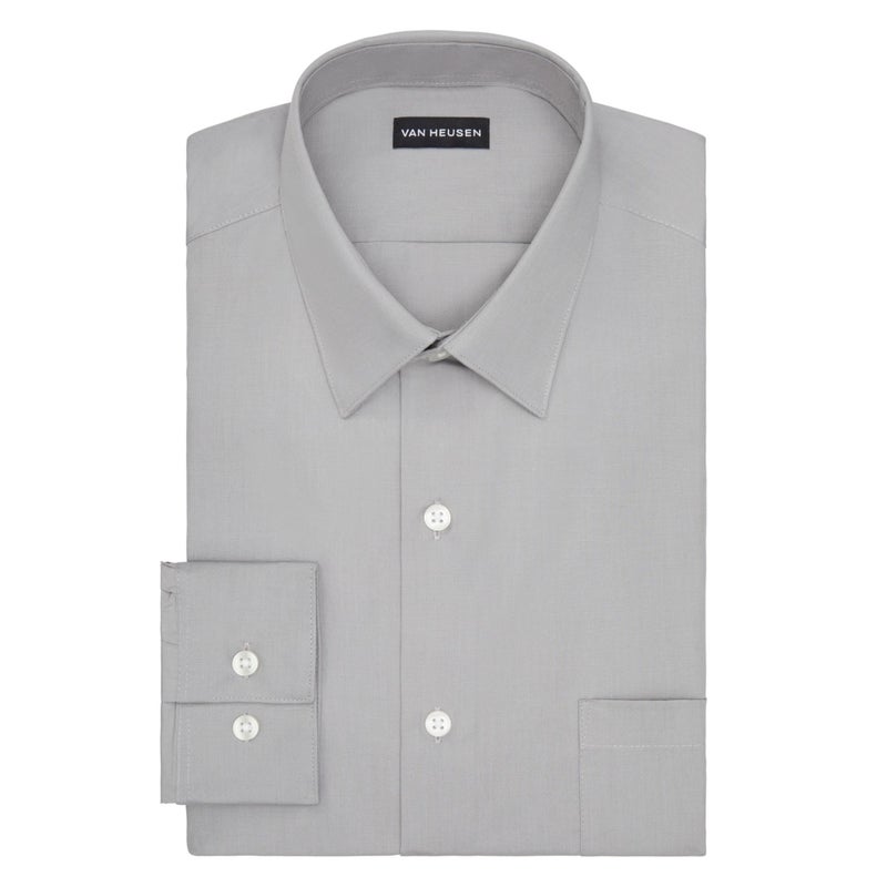 Van Heusen Long Sleeve Fitted Dress Shirt Grey Stone 16 Nk 32-33 Sl - Image 3